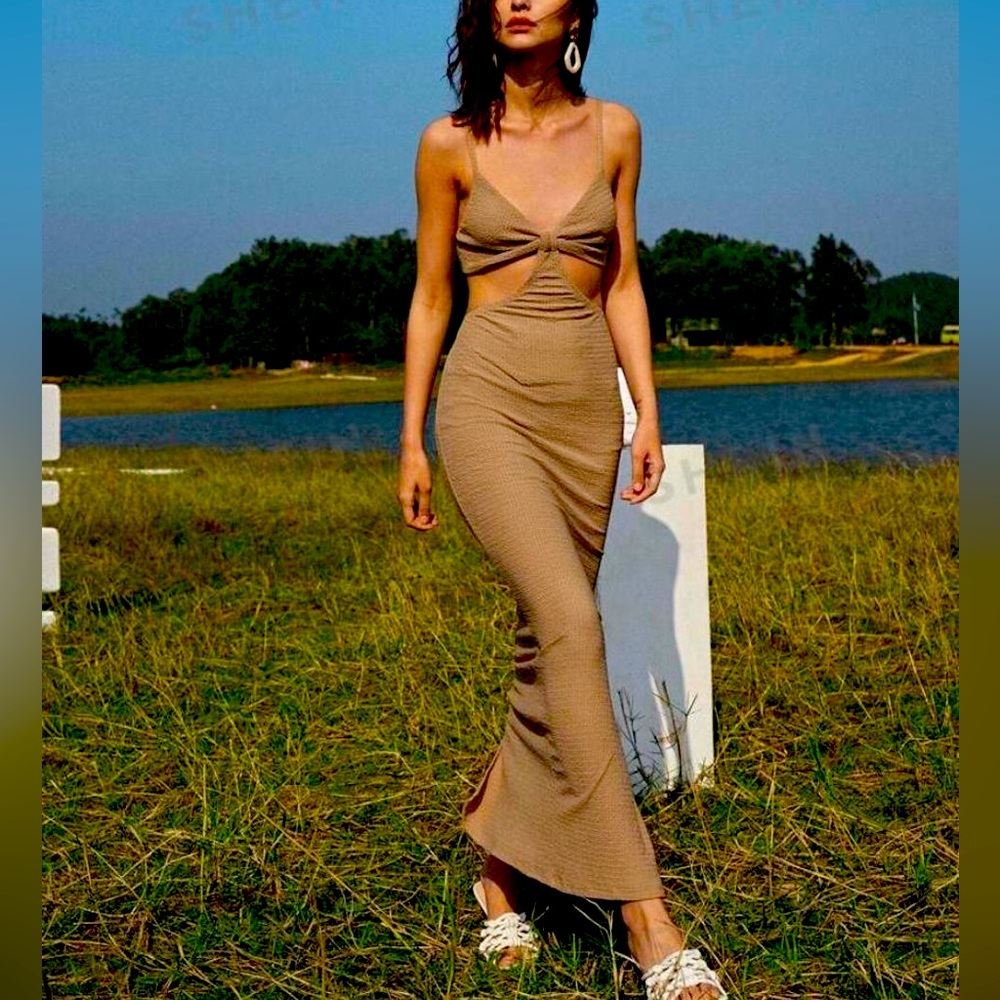 NWT Gabriela beige maxi dress size xs